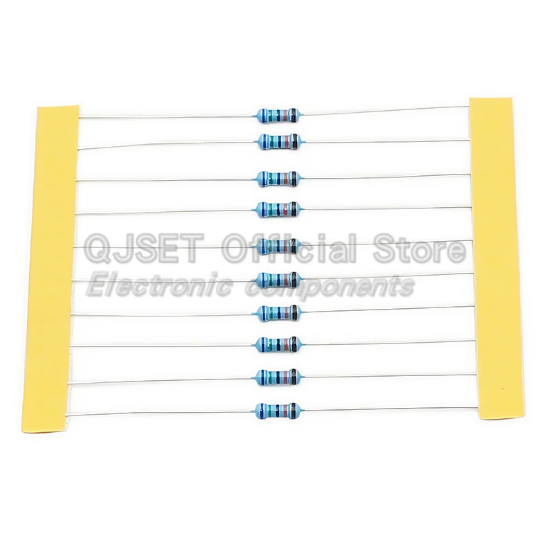 100pcs 1/4W ตัวต้านทานฟิล์มโลหะองค์ประกอบ 1% 0.25W 1K 1.5K 2.2K 4.7K 10K 22K 47K 100K 470k 100 220 4K7 OHM 5 สีแหวนตัวต้านทาน