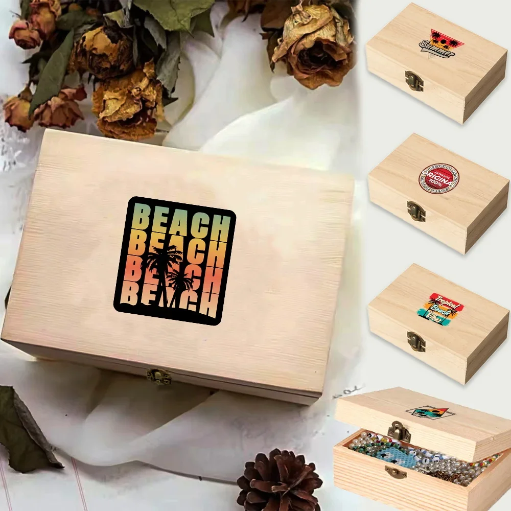 Retro Wooden Storage Box Plain Decorate Wooden Case Ewelry Ring Display Case Organizer Desktop Accessories Holiday Pattern
