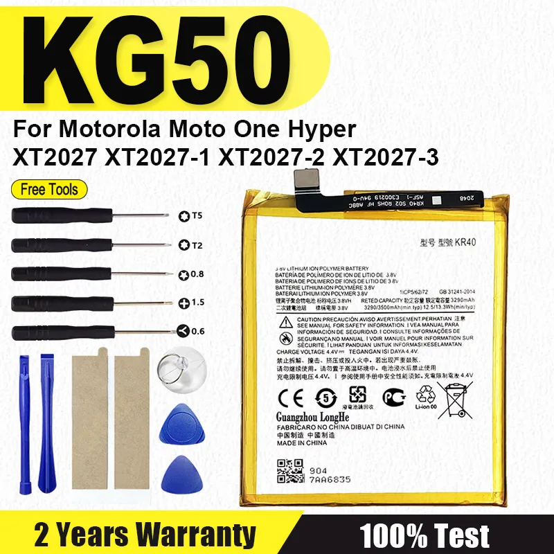 Original KG50 Battery For Motorola Moto One Hyper XT2027 XT2027-1 XT2027-2 XT2027-3 Batteries + Repair Tools kit