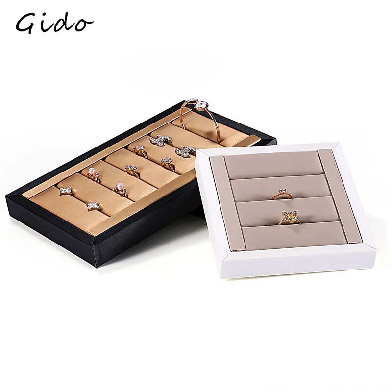 

PU Jewelry Rings Display Holder Rack Display Stand Tray Ring Organizer Earrings Bracelet Display Storage Tray for Drawer