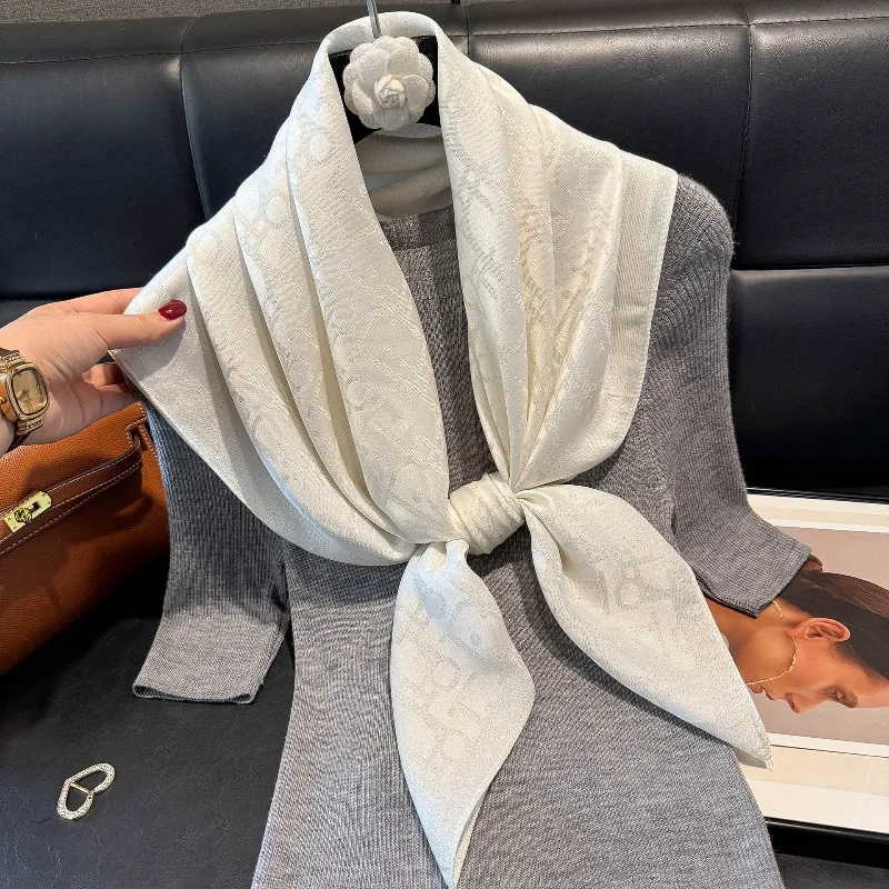 

2025 new imitation silk fashionable and elegant high-end square scarf silk scarf tencel cotton gold silk scarf headscarf women