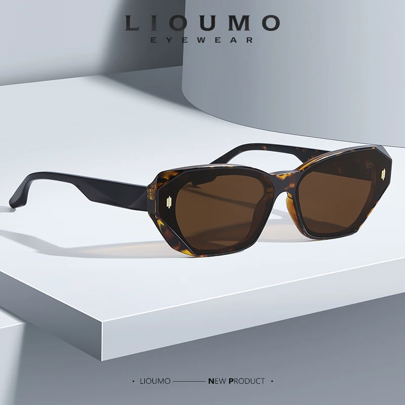 LIOUMO Trendy Cat Eye Sunglasses Polarized Women Fashion Personality Irregular Glasses Men Lady Eyewear Tea Lens zonnebril dames