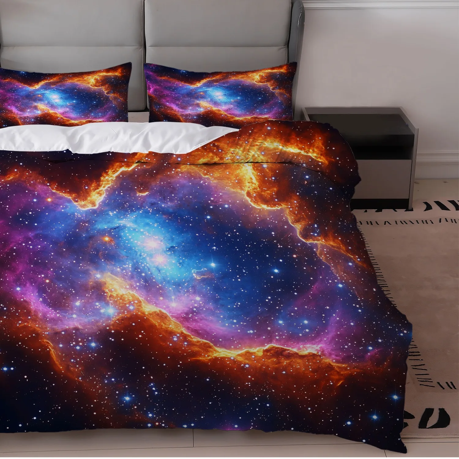 Duvet Cover Set with Galaxy Nebula Pattern Bedding 1 Duvet Cover + 2 Pillowcases (excluding inserts)