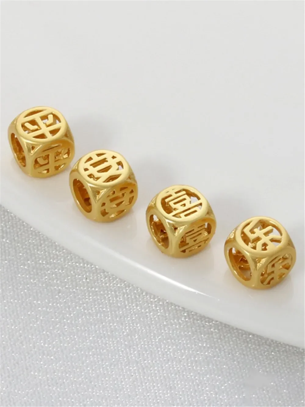 

Peace And Joy Matte Gold Sand Color Large Hole Hollow Square Bead for DIY Braided Rope Beaded Bracelet Jewelry Making