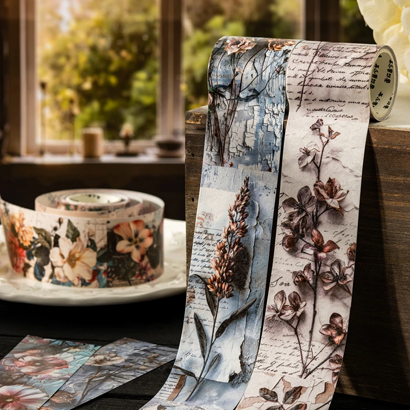 

1 roll 2m*45mm Vintage Washi tape Plants Flowers style Decorative Scrapbooking tape Diy Diary Album Collage material