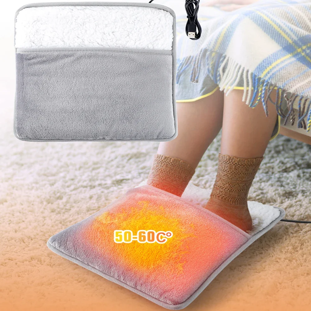 

Heating Pad Washable Foot Warmer Soft Plush Blanket Sheet Feet Heating Pads Home Bedroom Sleeping USB Charging