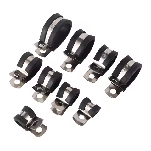 5Pcs High Quality Rubber Lined P Clips R-type Pipe Clamp Cable Mounting Hose Pipe Clamp Hose Clamp Fixed Clamp Pipe Bracket