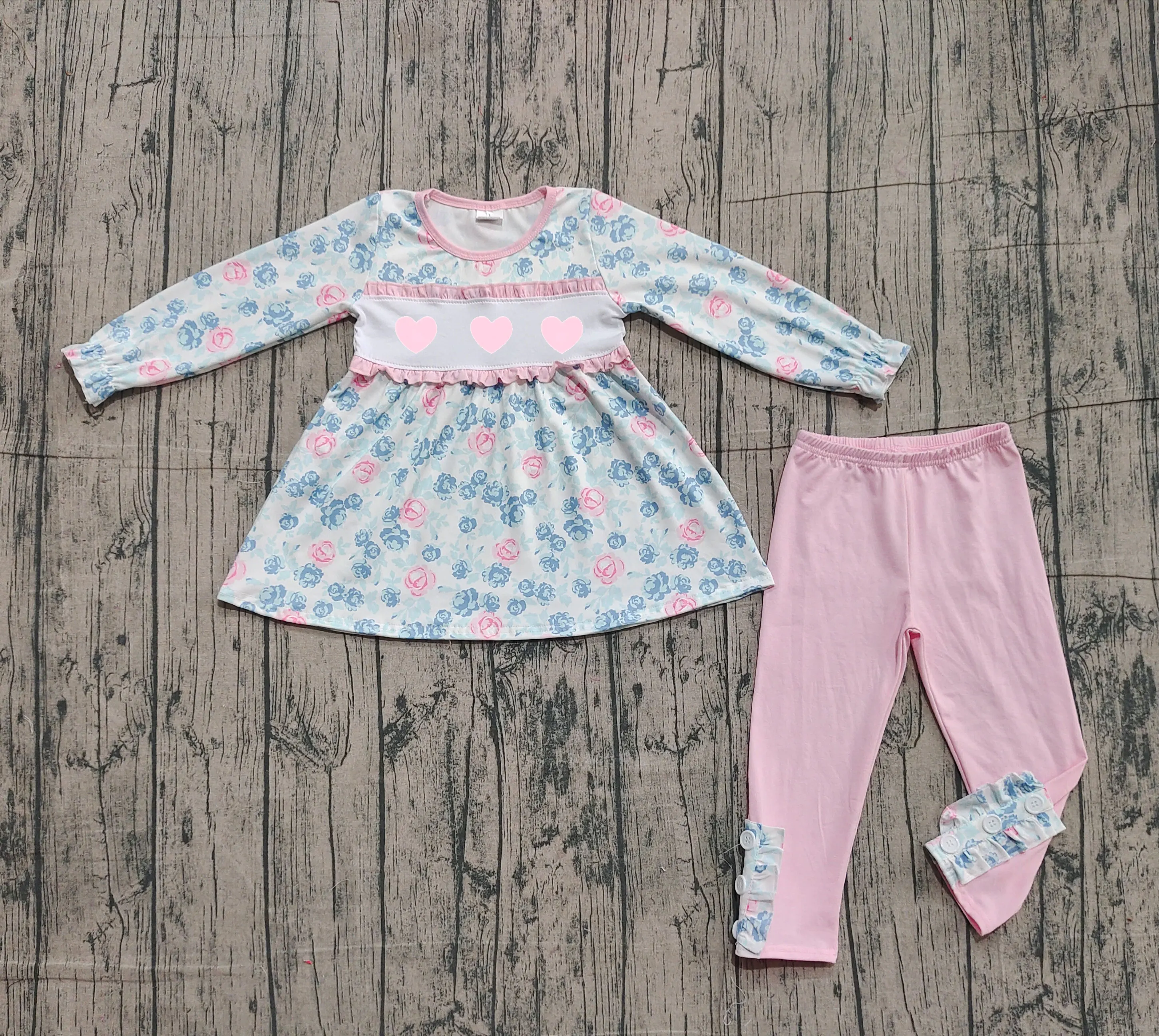 

Z1027-29 GLP2975 Kids Girls Outfit Long Sleeve Top With Pants Set Children Valentine's Day Clothes