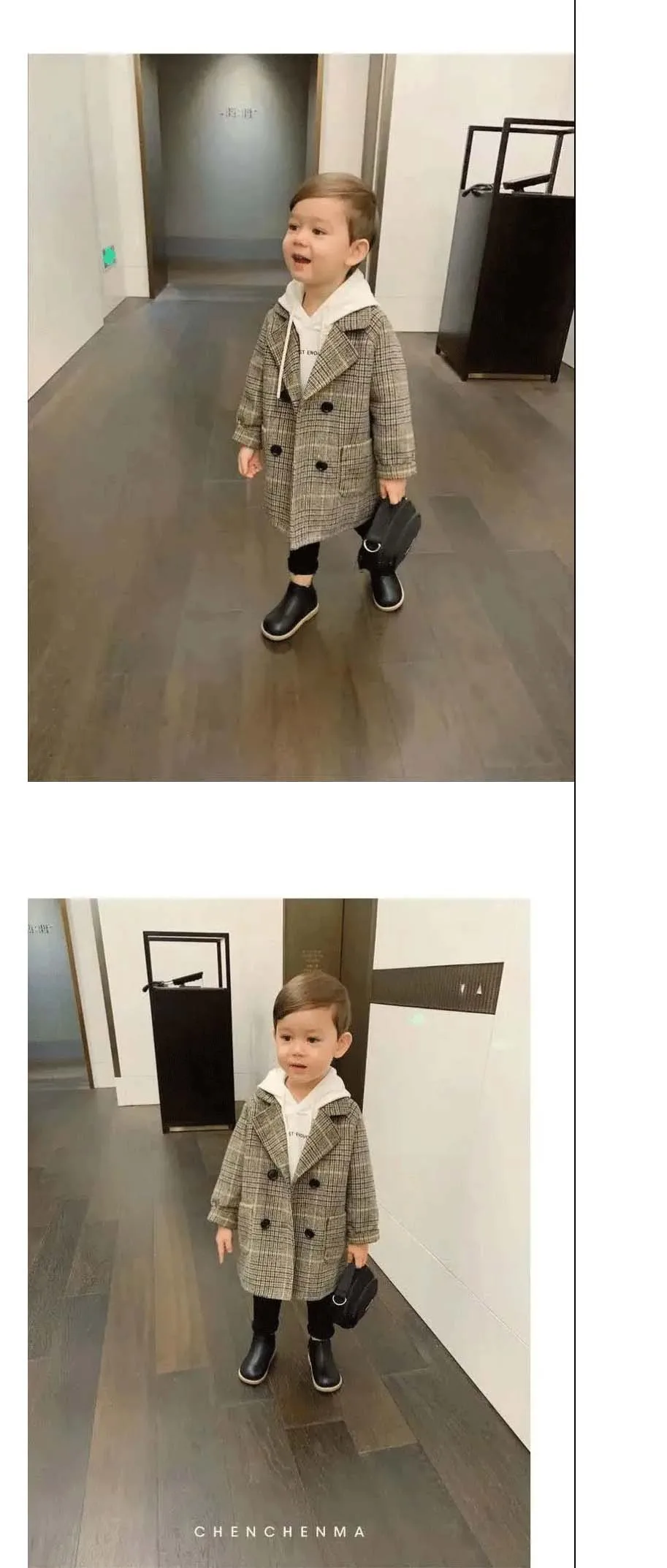 Spring Boys Jackets Child Girl Woolen Double-breasted Baby Trench Coat Lapel Autumn Kids Outerwear Winter Wool Overcoat