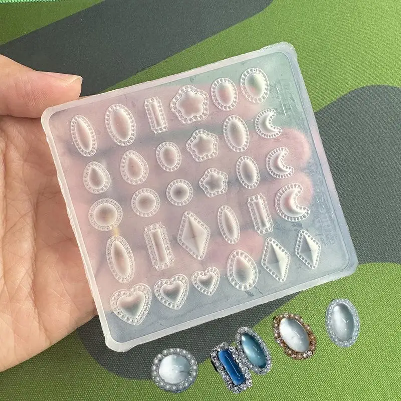 3D Silicone Nail Decor Mold Reusable Egg Shape Gem Waterdrop Diamond Pattern for Manicure Enthusiasts