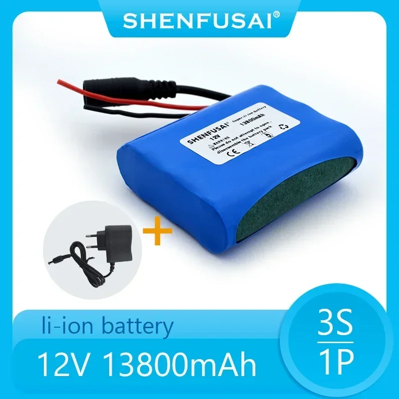 100%.New.12V.13800 mAh.3S1P.Batterie Au Lithium.18650.Batterie Au Lithium Pack Protection Conseil Rechargeable.1A Chargeur.