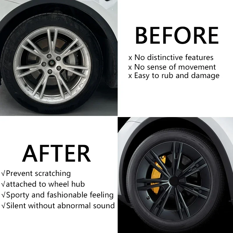 4PCS Hub Cap Car for Tesla Model Y 19 Inch Hubcap Performance Full Rim Cover  Wheel Cap for Gemini Accessories Wheel Parts 2024