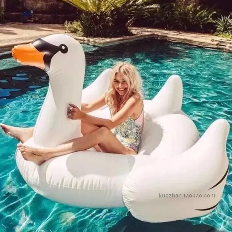 inflatable white swan mount flamingo swimming ring water inflatable swan floating row round-billed duck