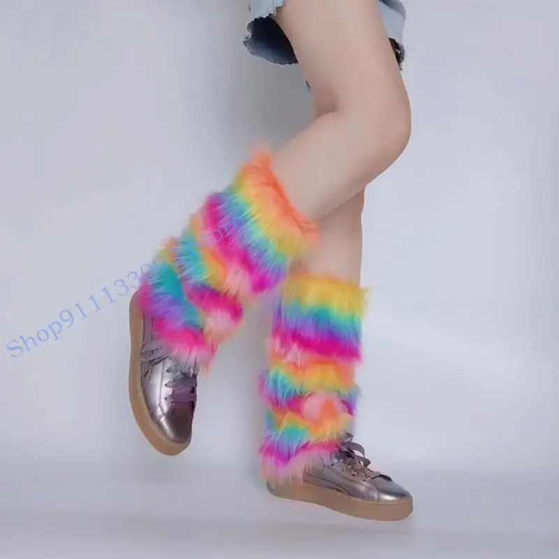 

H9ED Women Furs Neg Warmer Winter Furry Long Boot Cuffs Fuzzy Cover Cover Costume для праздничных фестивалей игра играет