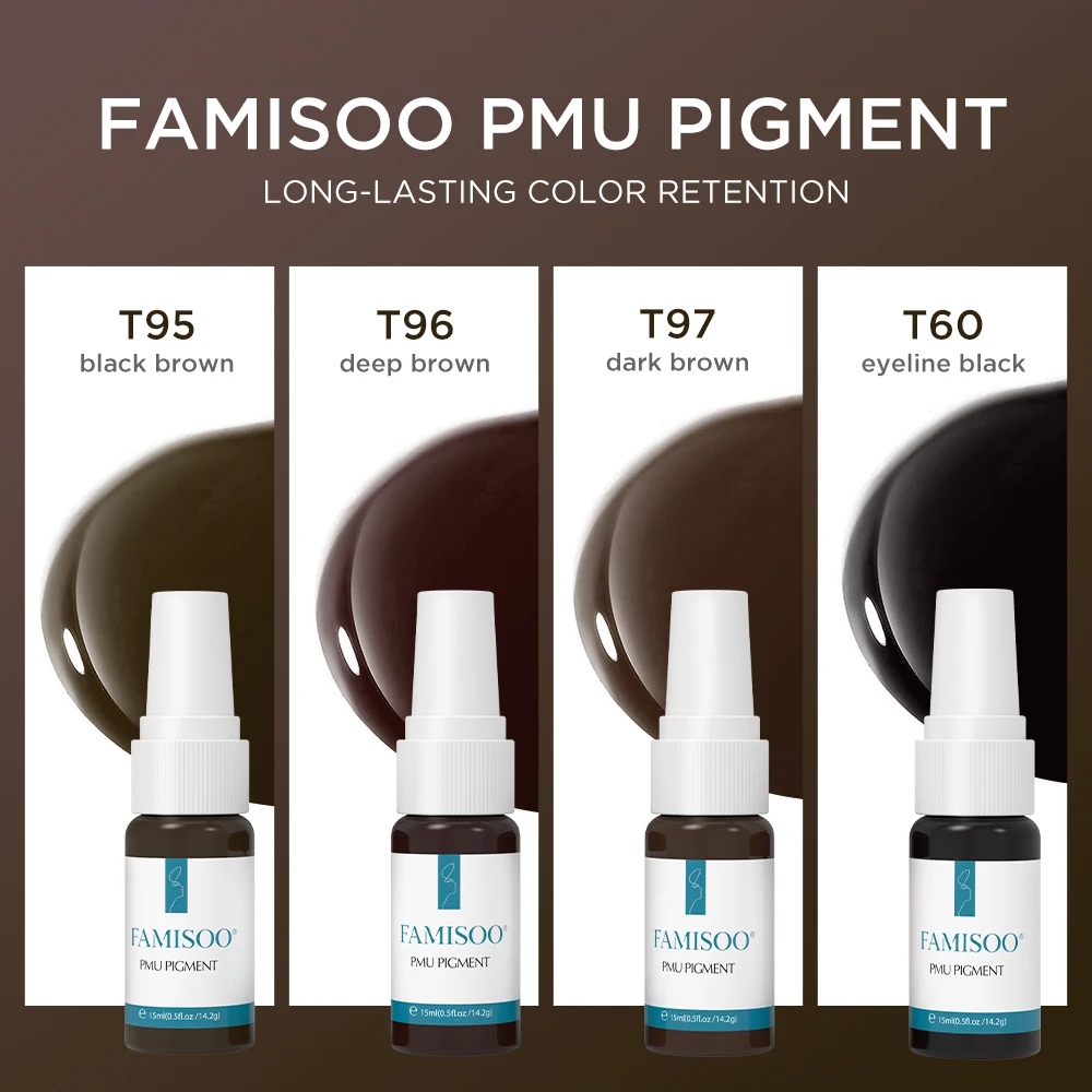 6 SZTUK Pigmentów do Makijażu Permanentnego 15ml 0.5OZ Farba do Microbladingu do Brwi Eyeliner Tatuażu Profesjonalne Materiały do Tatuażu