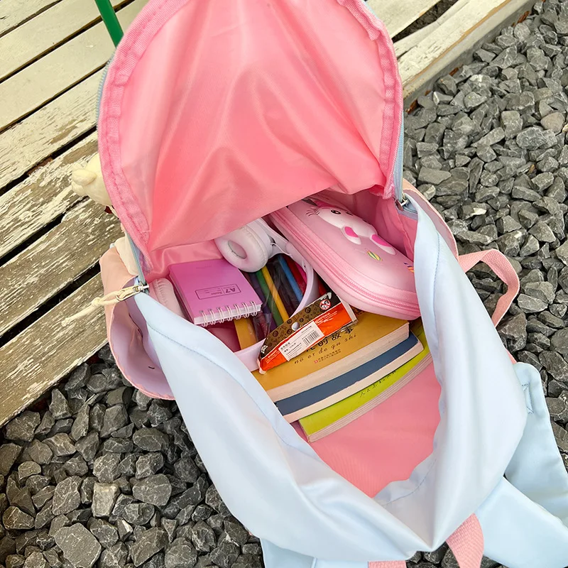 Mochilas escolares para niños y niñas de 2 a 5 años, bolsos bonitos de Color de contraste, a la moda, 2023