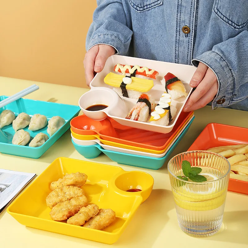 Knödelplatte Haushalt Kreativer quadratischer Snackteller Knödelplatte mit Dip-Untertasse