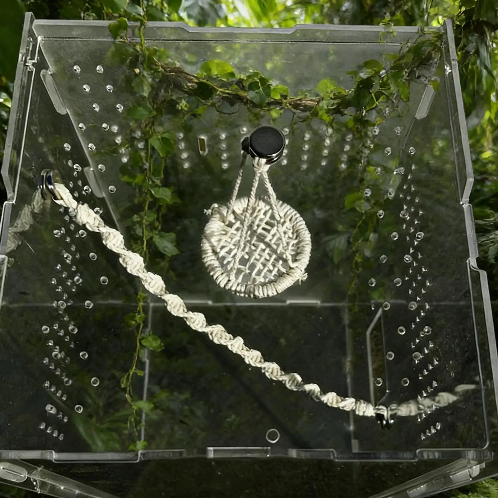 Spider Enclosure Accessories Hangable Rope Hammock Jumping Spider Habitat Accessories for Terrarium Breeding Geckos Tree Frogs