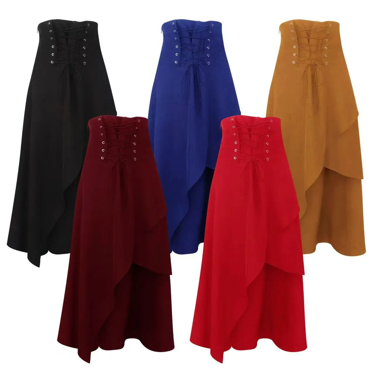 

European and American popular autumn and winter solid color irregular cos high waist half body long skirt for women
