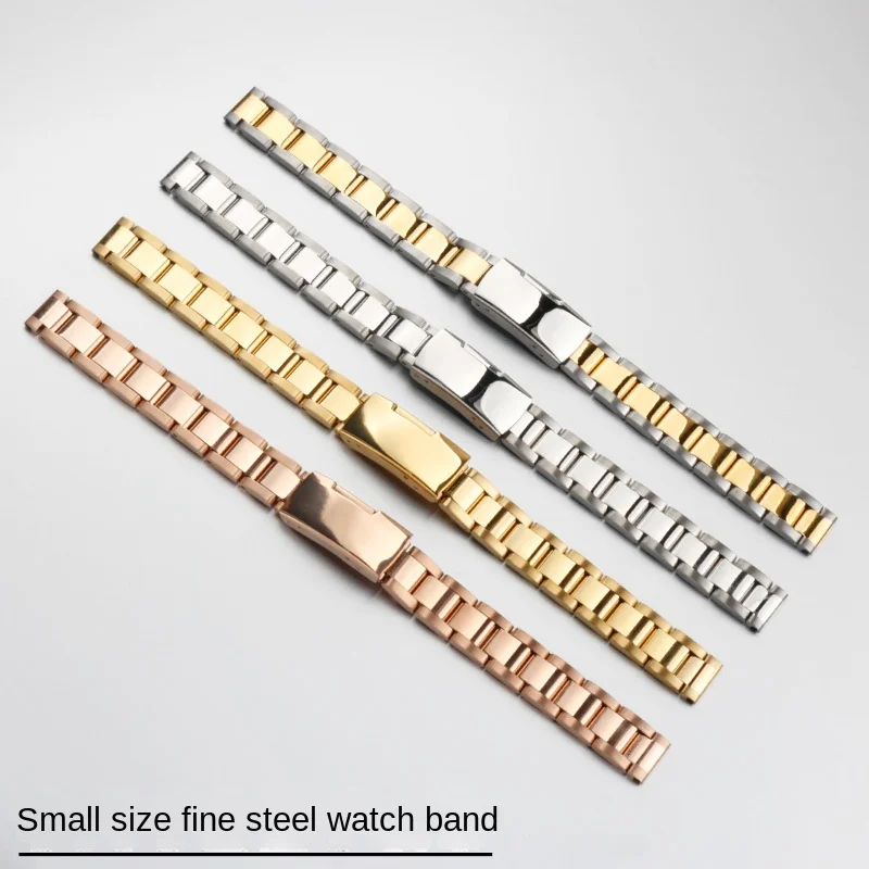Women's precision steel watch chain is suitable for Casio/Titus stainless steel watch strap. Small size steel strap 10 12 14m