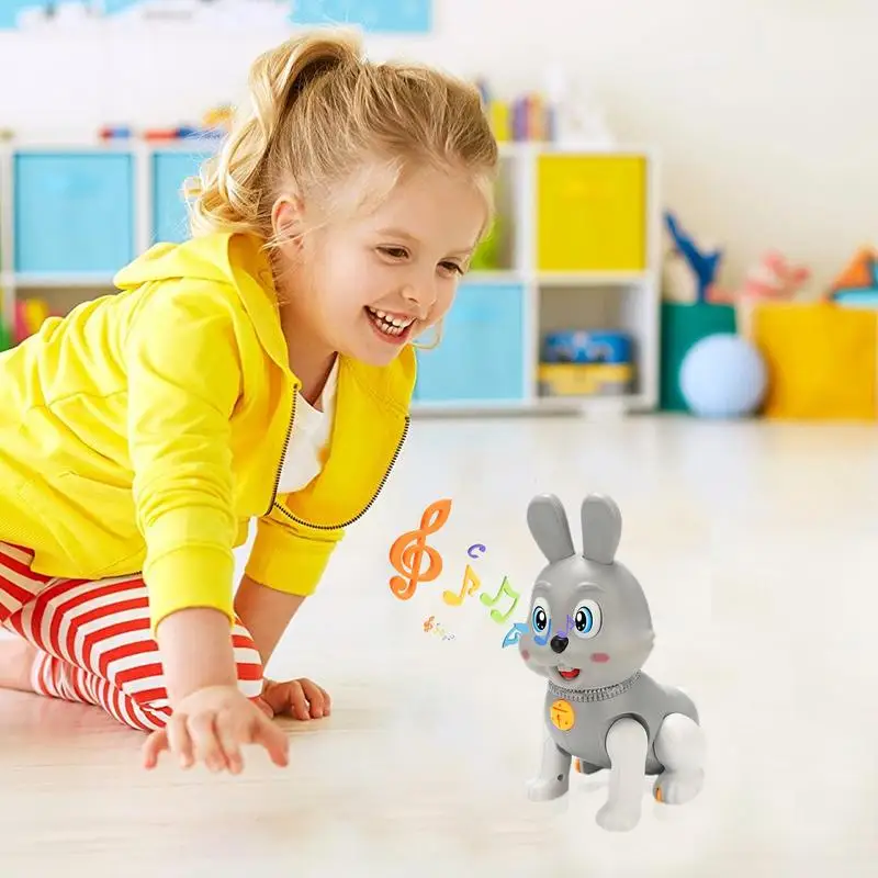 Rabbit Toy With Lights Musical Light Up Rabbit Toy For Kids Cartoon Movable Blinking Toy Cute Shaking Head Toys For Children's