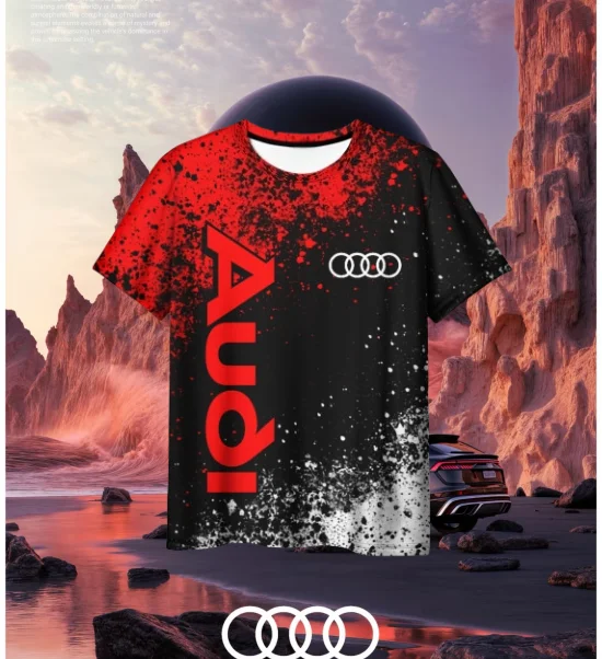 

25Новый топ для гонок и мотоциклов, дышащая, быстросохнущая, летняя мужская и женская повседневная спортивная футболка с короткими рукавами Audi
