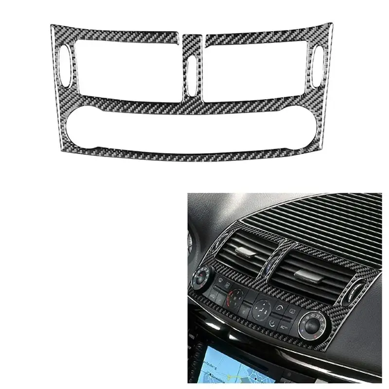 ABUI-Carbon Fiber For Mercedes Benz E-Class W211 2003-2009 Center Control Air Vent Outlet Cover Trim Accessories