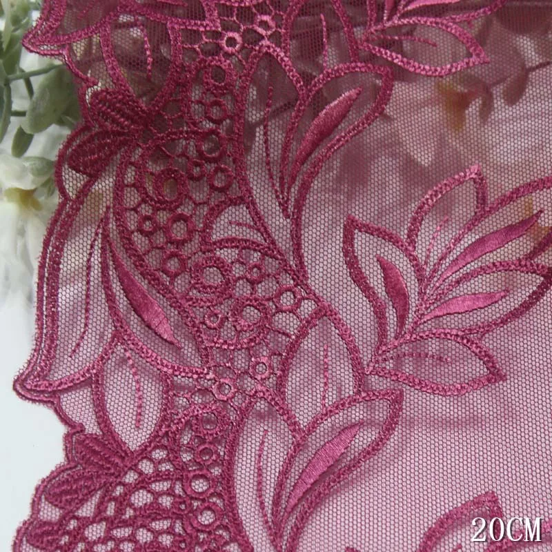 

30 ярдов розово-красная сетка из тюля с необычной вышивкой и цветочной кружевной тканевой отделкой для изготовления нижнего белья