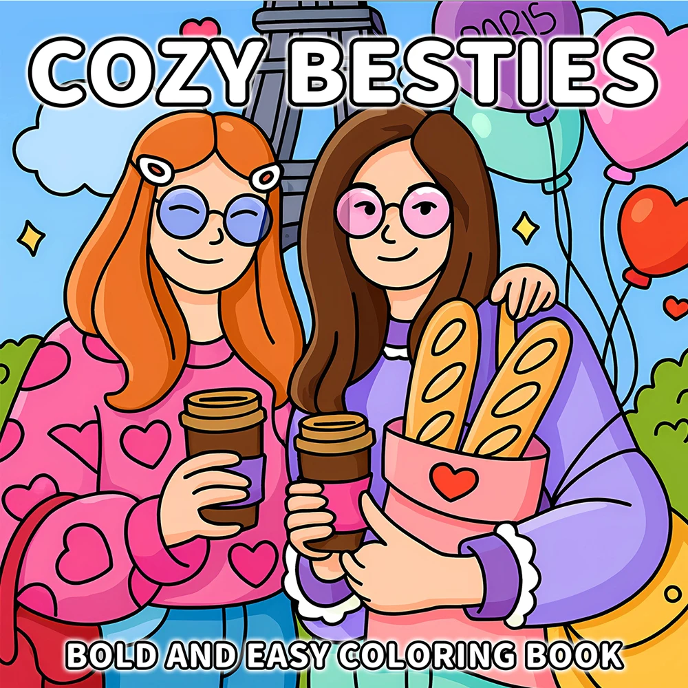 COZY BESTIES: Coloring Book for Adults And Teens Featuring Cute Cozy Daily Activities for Relaxation DIY Painting Drawing Gift