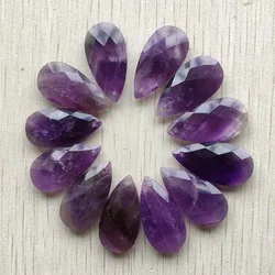 Hermosa piedra de amatista Natural a la moda, dijes de gota de agua, fabricación de colgantes de joyería diy, envío gratis, al por mayor, 12 Uds./lote