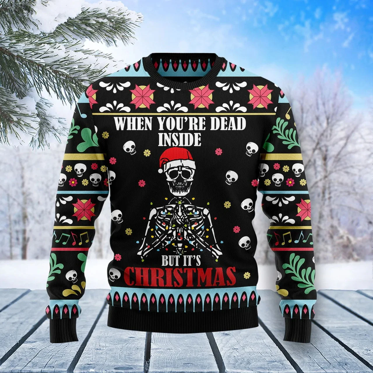 

PLstar Cosmos Christmas Skeleton With Santa Hat 3D Print Fashion Men's Ugly Sweater Autumn Unisex Casual Knitwear Sweater ZZM11