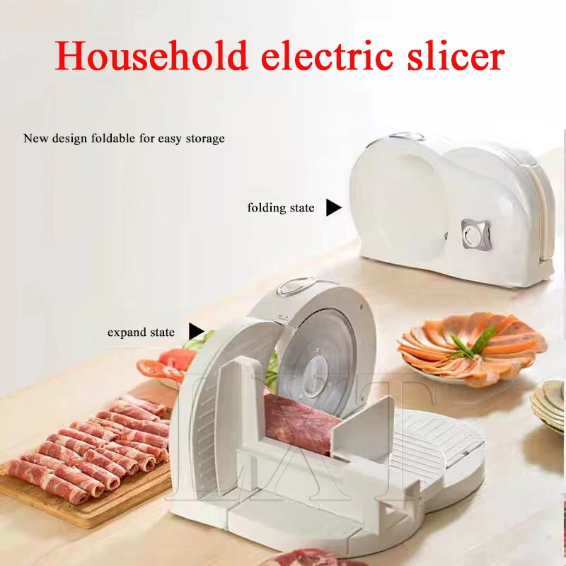 Cortadora de carne eléctrica para cortar rollos de cordero, cortador semiautomático de carne congelada, cordero, pan, verduras, frutas, máquina cortadora de bloques