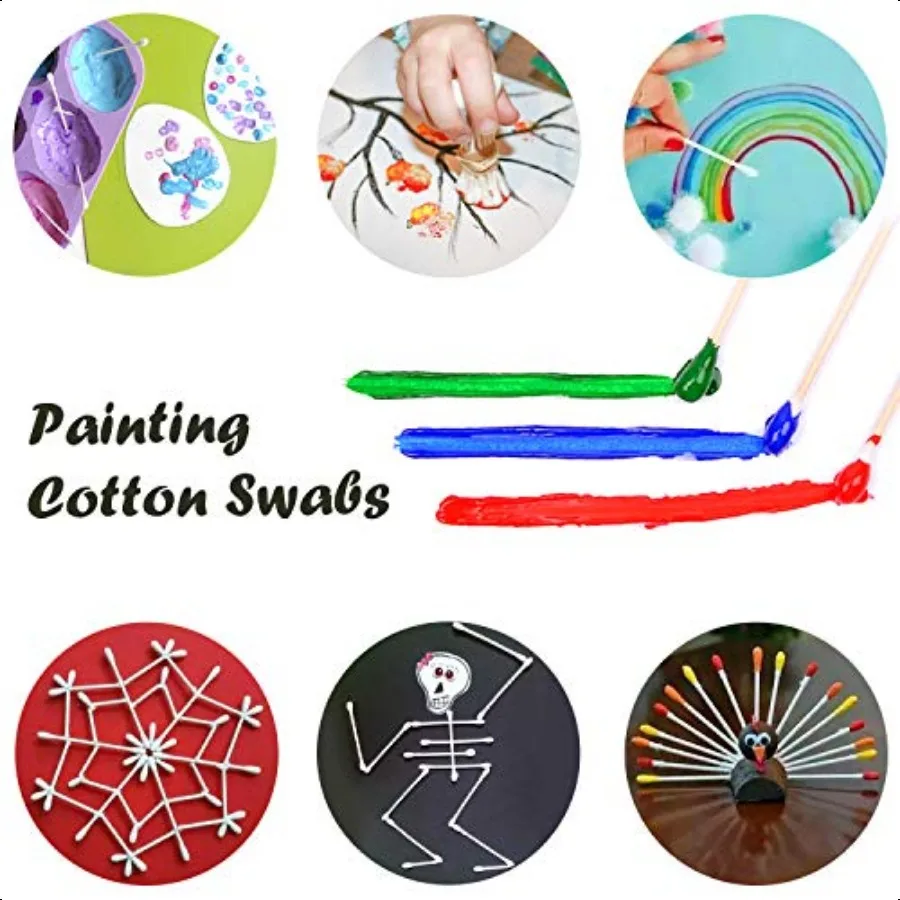 مسحات قطنية 400 عدد أطراف مستديرة مزدوجة مسحات قطنية مع أعواد خشبية قوية مسحات أذن أعواد قطنية مع ش من الخيزران مقاس 3.0 بوصة