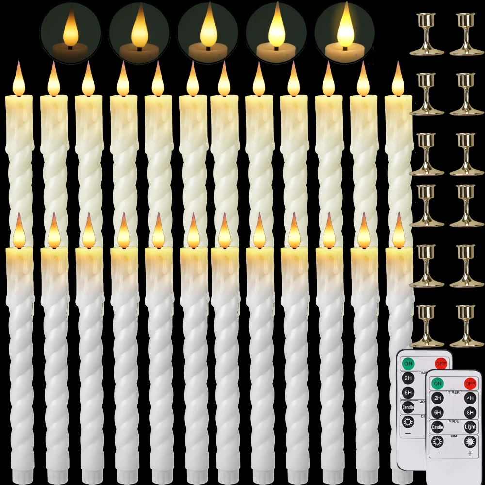 

Набор из 6 светодиодных свечей с дистанционным управлением на батарейках, беспламенные мерцающие электронные свечи для свадебной вечеринки, декор стола