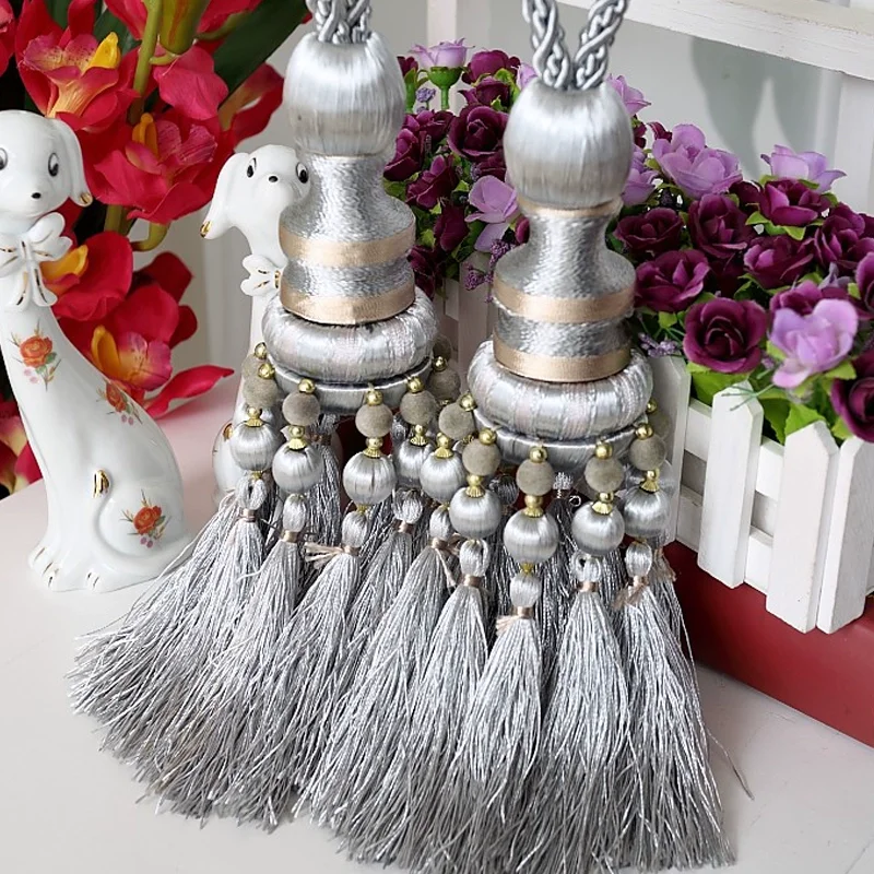 European Luxury Curtain Hanging Ball Straps Tied Rope Curtain Buckle Hook Tassel Strap Home Decor