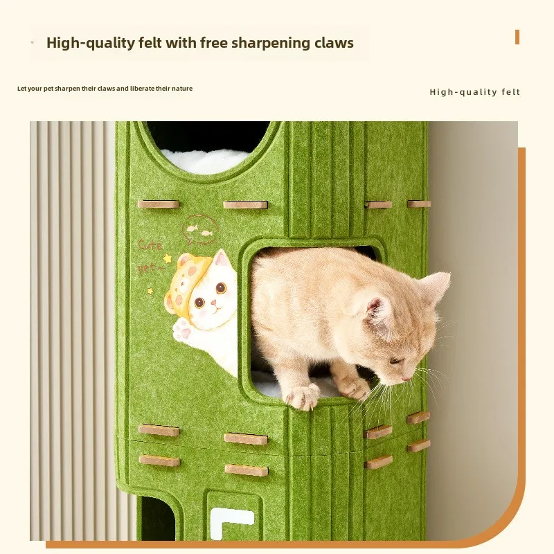 Cat Bed Nest House Cat Climbing Frame One Multi-storey Enclosed Cat House Keep Warm in Winter Multi-cat Household Pet Bed