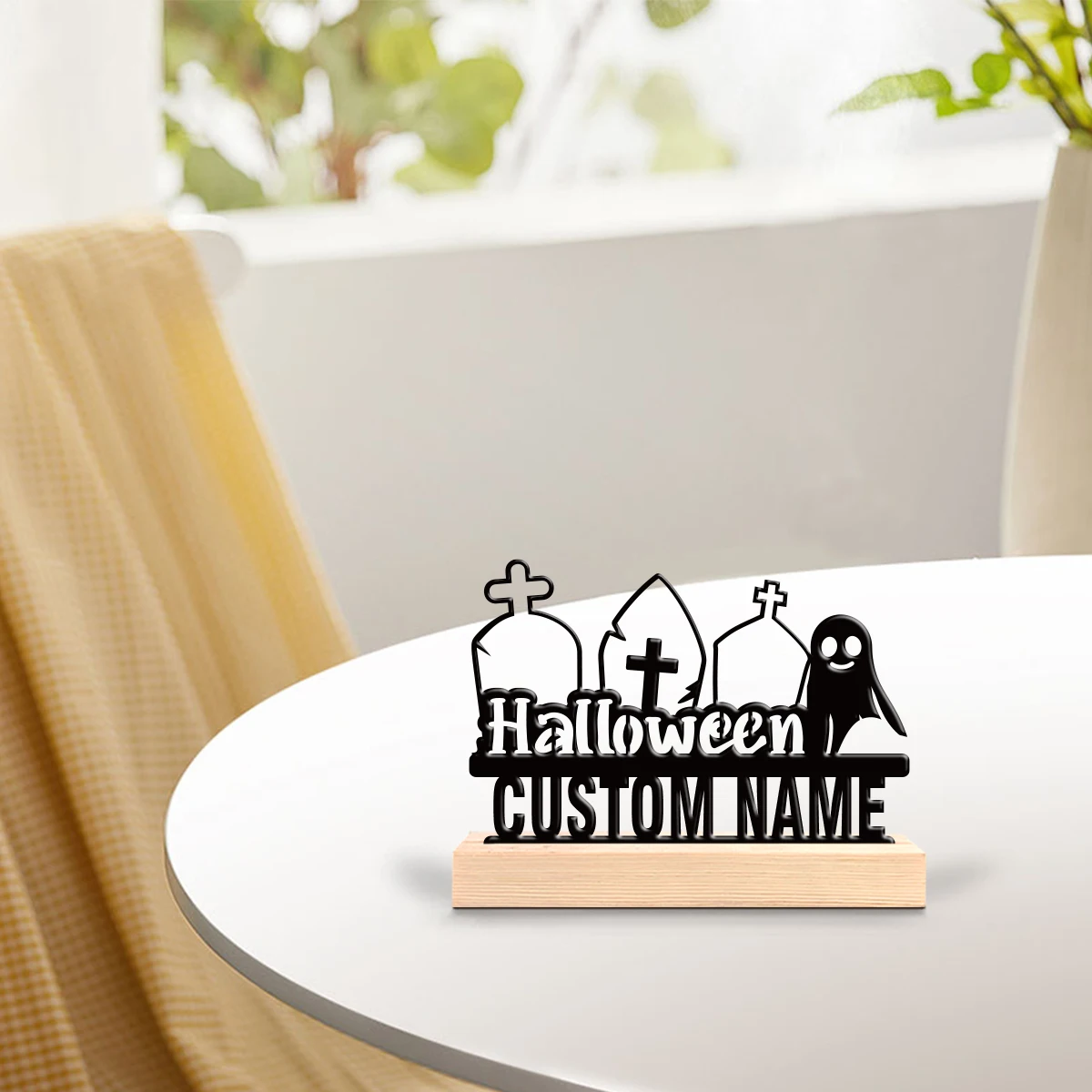 1pc Customizable Wrought Iron Desktop Decoration Custom Name Equipped with A Wooden Base Home or Office Decorations