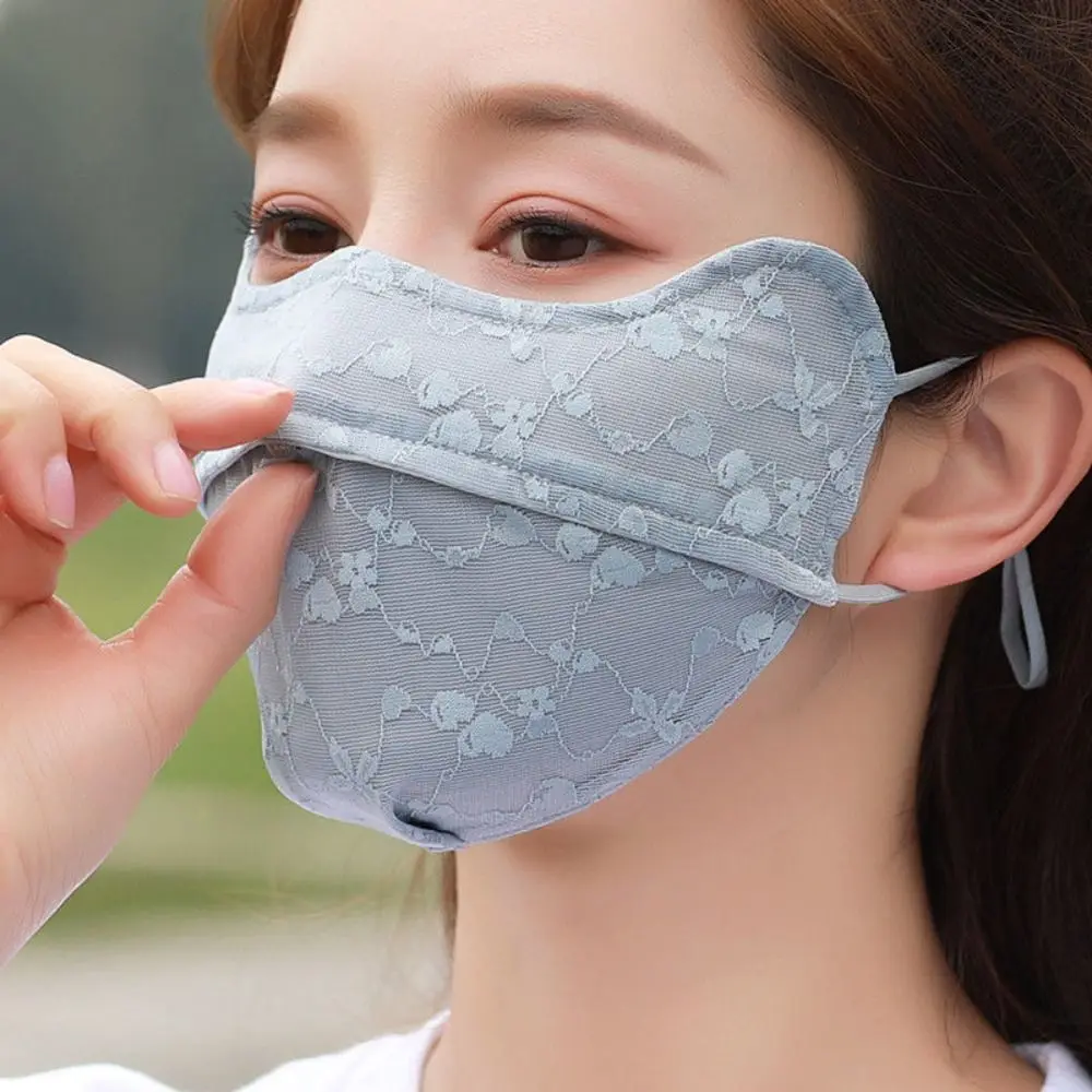 Hanging Ear Type For Women For Girl Hiking UV Protection Eye Protection Face Scarf Sunscreen Mask Ice Silk Mask Face Cover