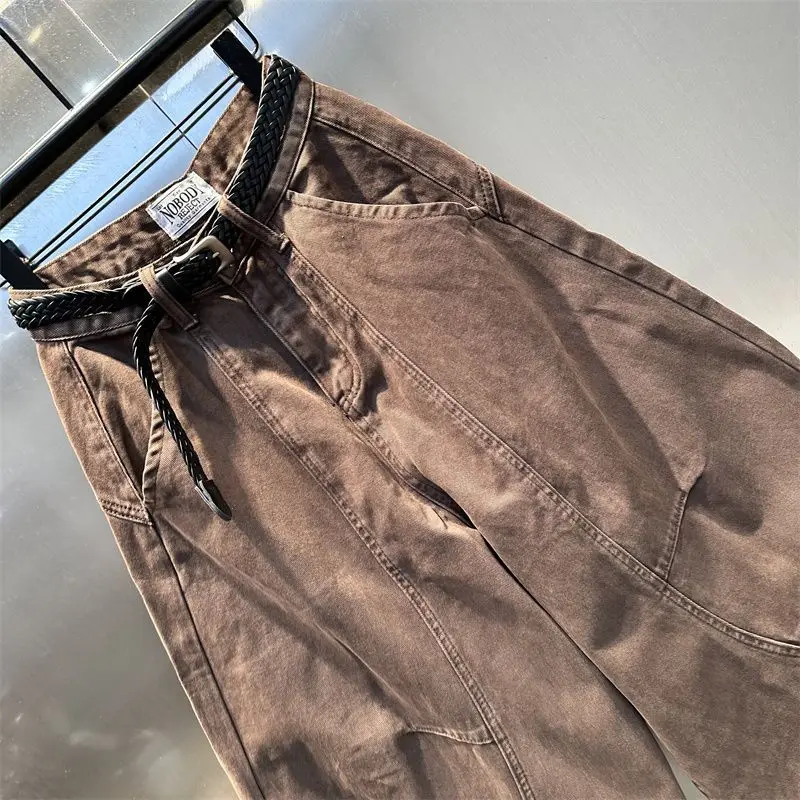 Mulled Style Brown Scimitar Jeans Women 2026 Autumn New Fashion Trendy High Street Washed Wide Leg Pants