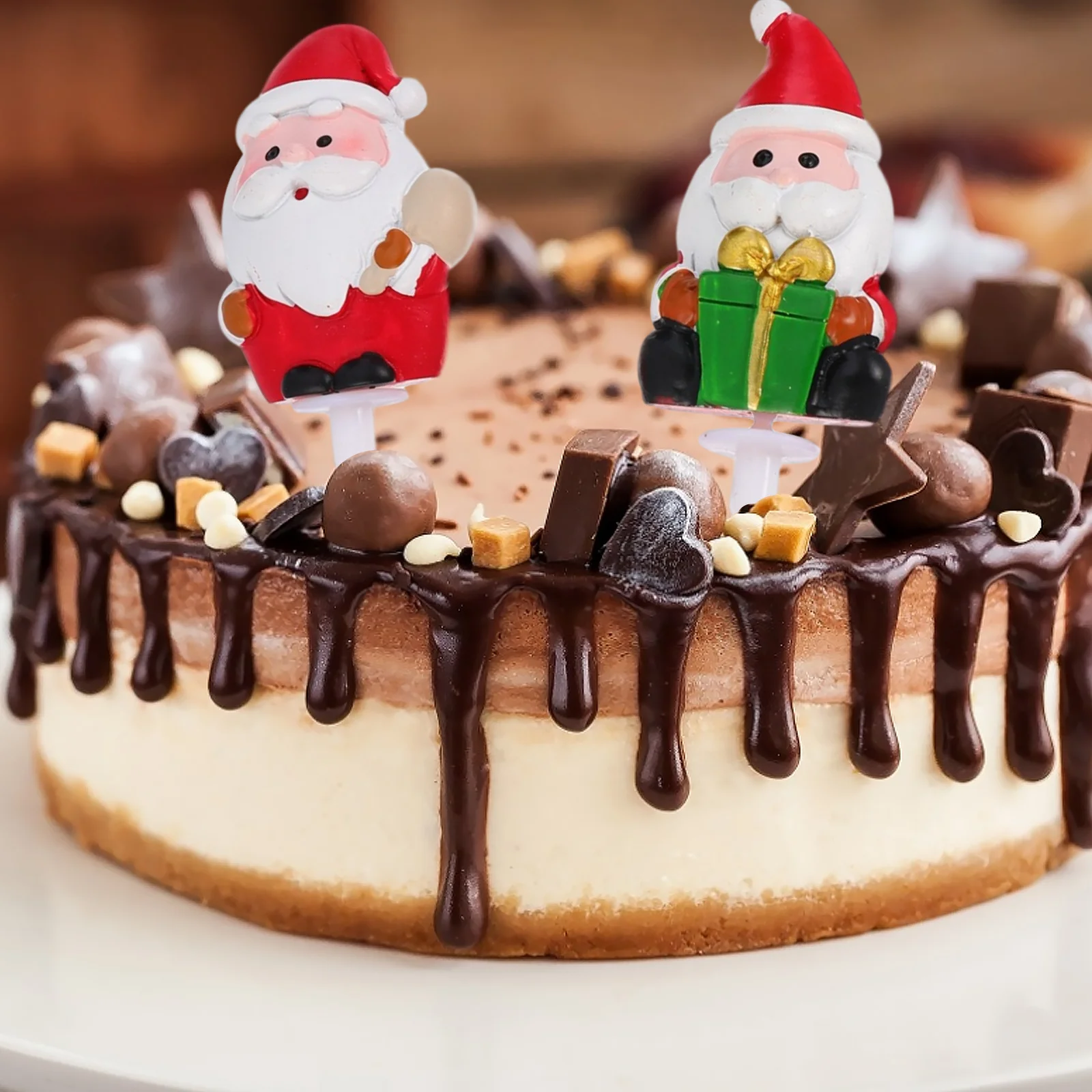 

5Pcs Resin Snowman Santa Tree Cake Toppers Festive Decoration for Holiday Party Christmas Cake Accessory Xmas Party Supplies