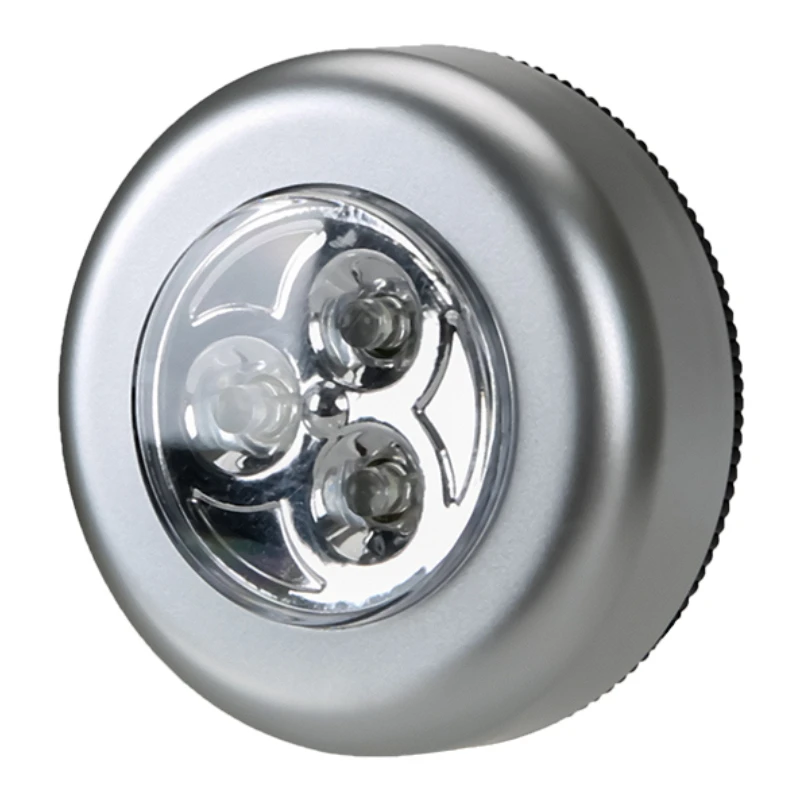 1/2/3pcs 3 LED Touch Control Night Light Round Lamp Under Cabinet Closet Push Stick On Lamp Home Kitchen Bedroom Automobile Use