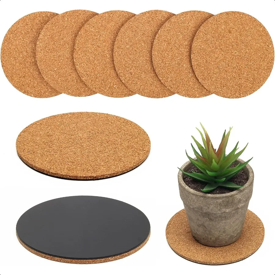 6 Pieces Cork Mat for Plants Round Cork Plant Coasters Mats for Garden Courtyard Pot Mat Indoor Outdoor and DIY Craft Project 4
