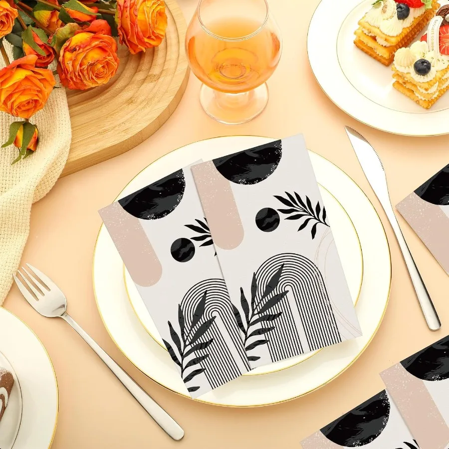 المناديل اليدوية مناشف الضيوف الحمام المناديل اليدوية ضيف مناشف المطبخ الزخرفية لحفل عشاء الزفاف الحمام 100 PcsBla #2