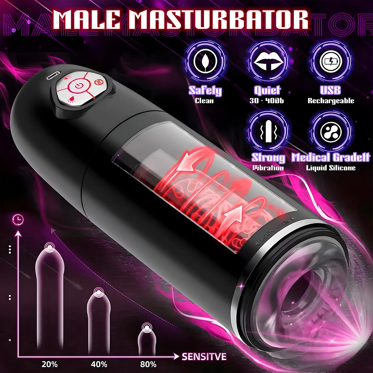 Automatic Male Masturbator Telescopic Rotating Adult Masturbator Cup Penis Pump Vibrator Thrusting Blowjob Sex Toys for Man view 3