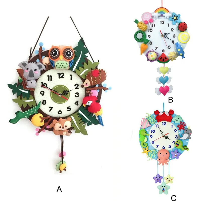 Non-woven Handmade DIY Wall Clock Cute Marine Clock For Kindergarten For Home Decorations