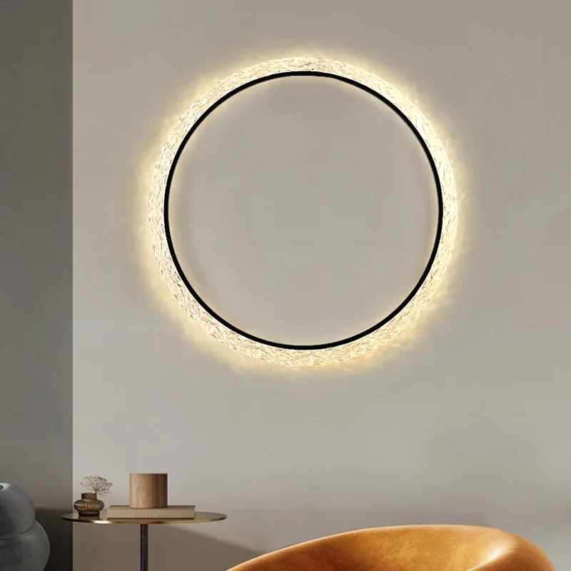 

Simple Circle Background Decoration Lamps New Modern Led Wall Lights Living Room Bedroom Bedside Aisle Corridor Indoor Lighting