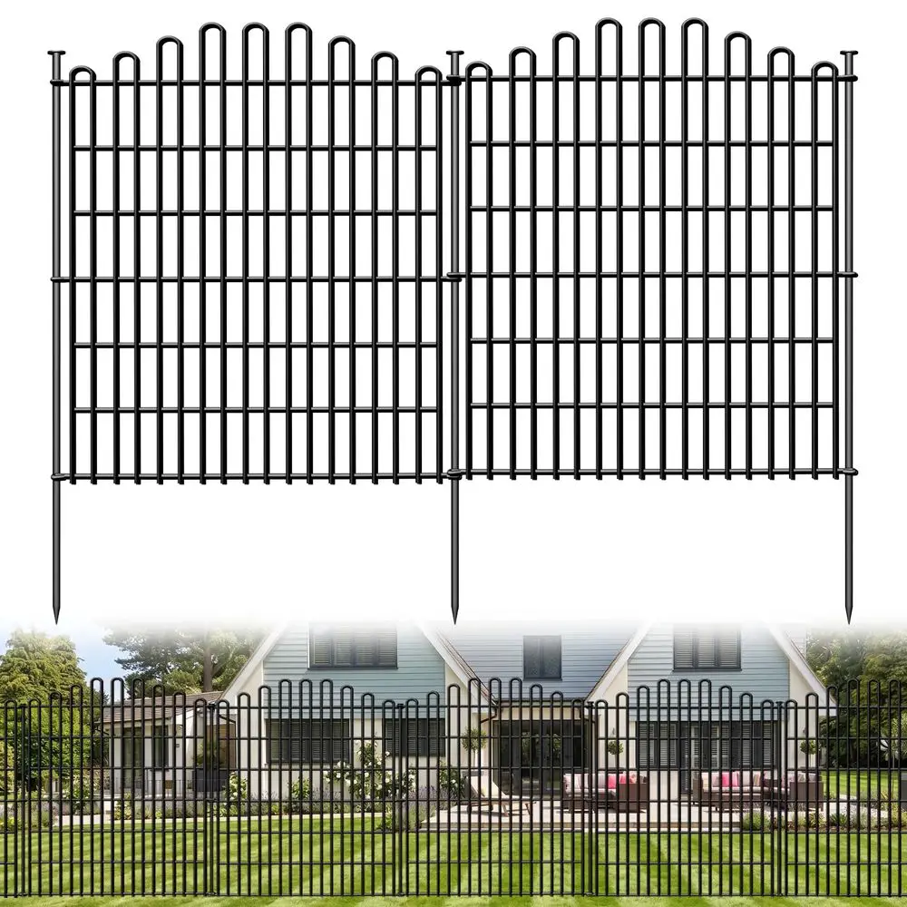 

Panels No Dig Decorative Garden Fence, 33in H x 23.6ft L Animal Barrier Fencing, Rustproof Dog Fence Outdoor for Yard, Metal Wi