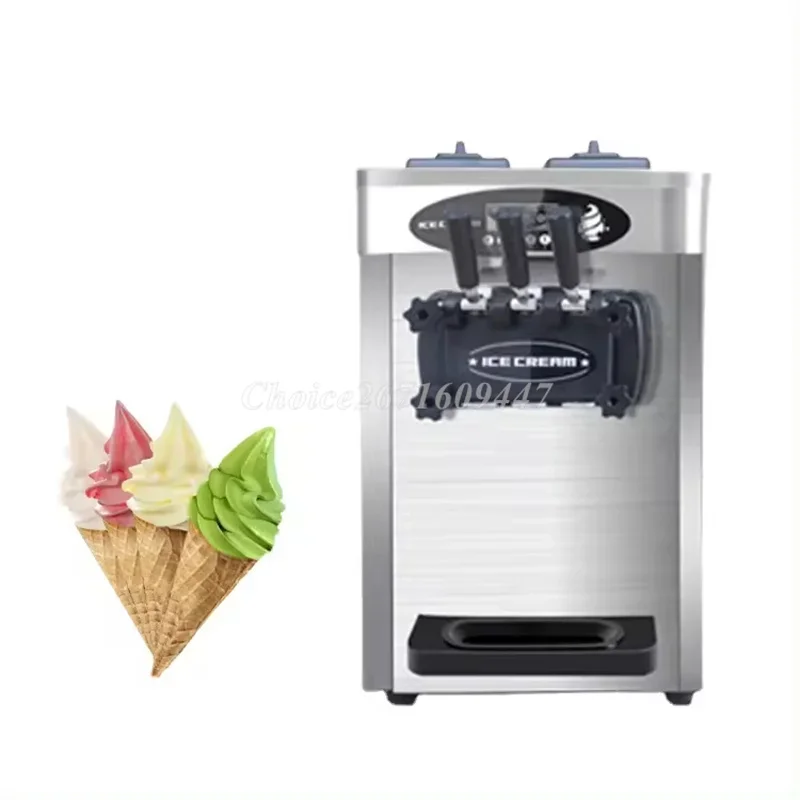 

20-25L/H Commercial Stainless Steel 3 Flavor Soft Serve Ice Cream Machine Desktop Snack Ice Making Machines for Sale