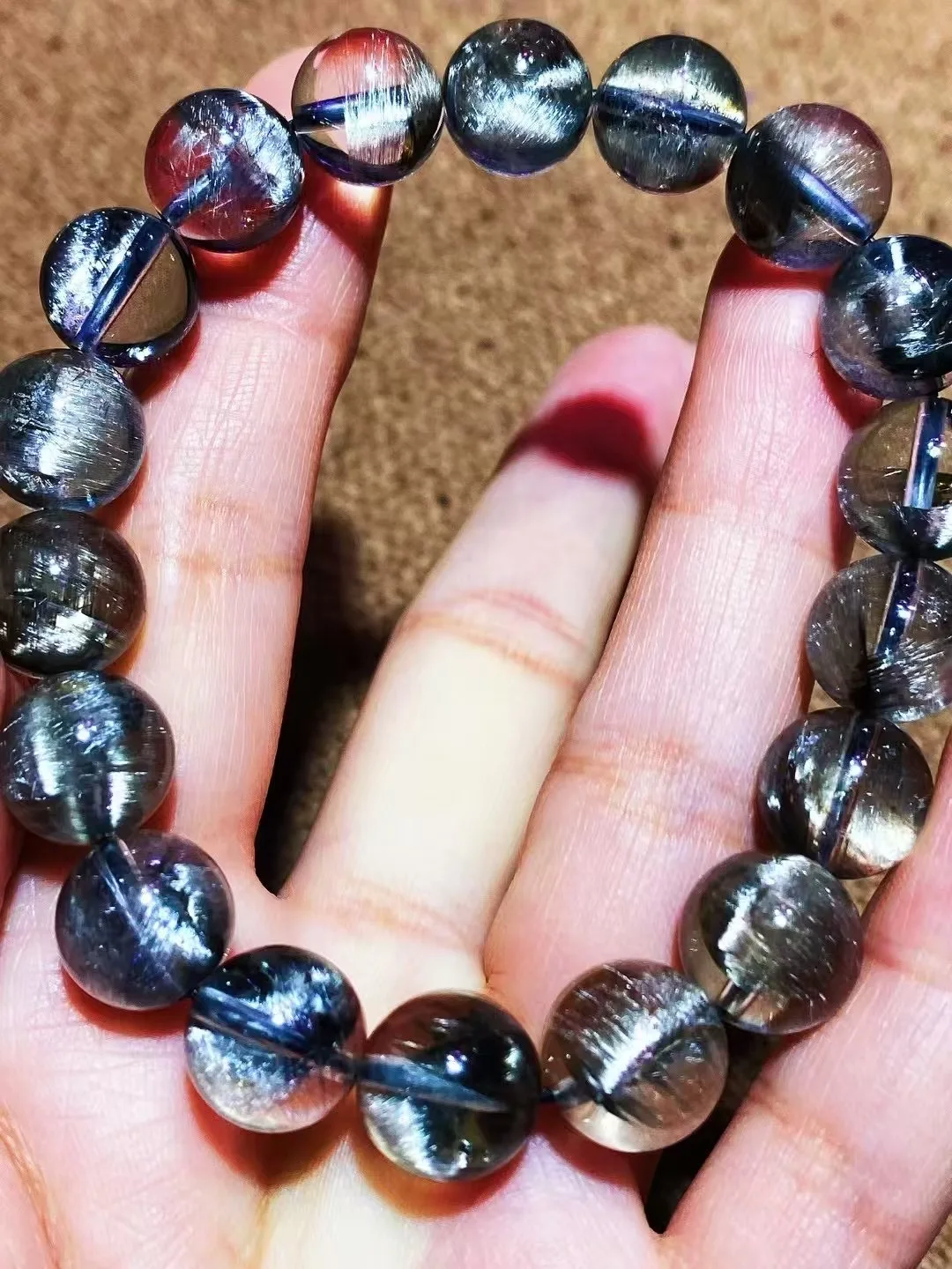 

10mm Natural Brookite Platinum Rutilated Quartz Bracelet Jewelry For Women Lady Men Gift Clear Black Round Beads Strands AAAAA
