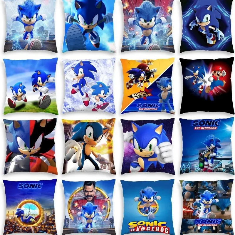 Sonic Home Sofa Decorative Pillow Short Plush Car Pillow Living Room Gift for Girls Boys Multiple Pillowcase Options